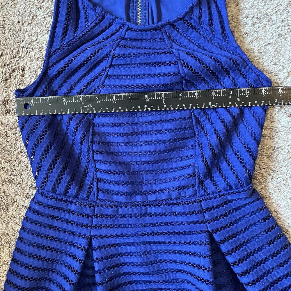 Womens Mossimo Size Small Dress Royal Blue Fit & Flare Fully Lined Knit Striped - Picture 5 of 11
